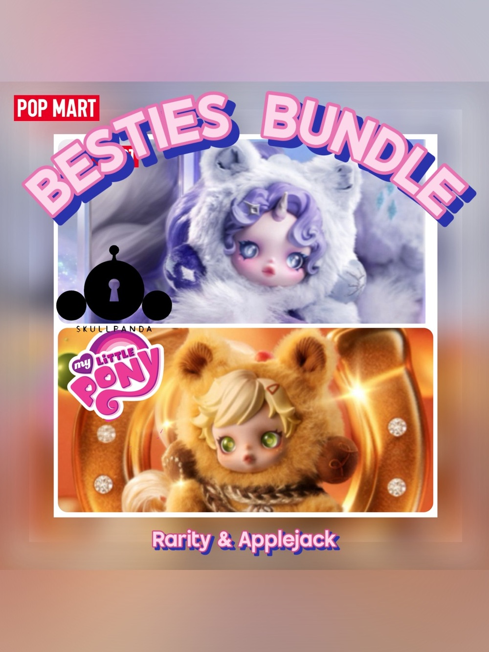 Pop Mart Skullpanda x My Little Pony Plush Pendant Sealed 💎BESTIES BUNDLE🍎